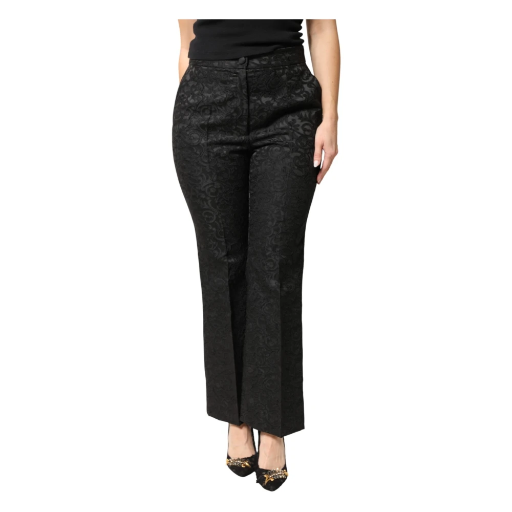 Dolce & Gabbana Women's Black High Waist Brocade Trousers