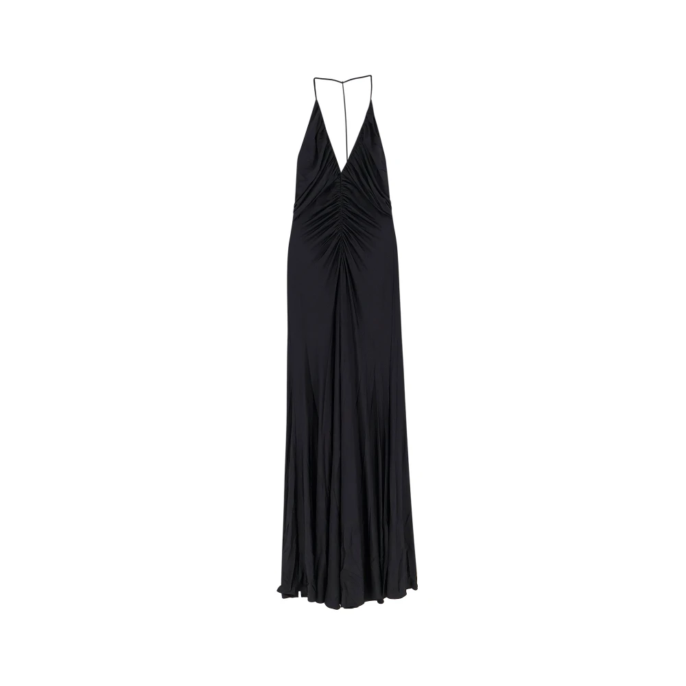 Self Portrait Women's Black Jersey Gathered Maxi Dress