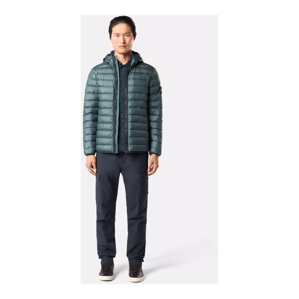 Stone Island Groene jas met capuchon en trekkoord Green Heren
