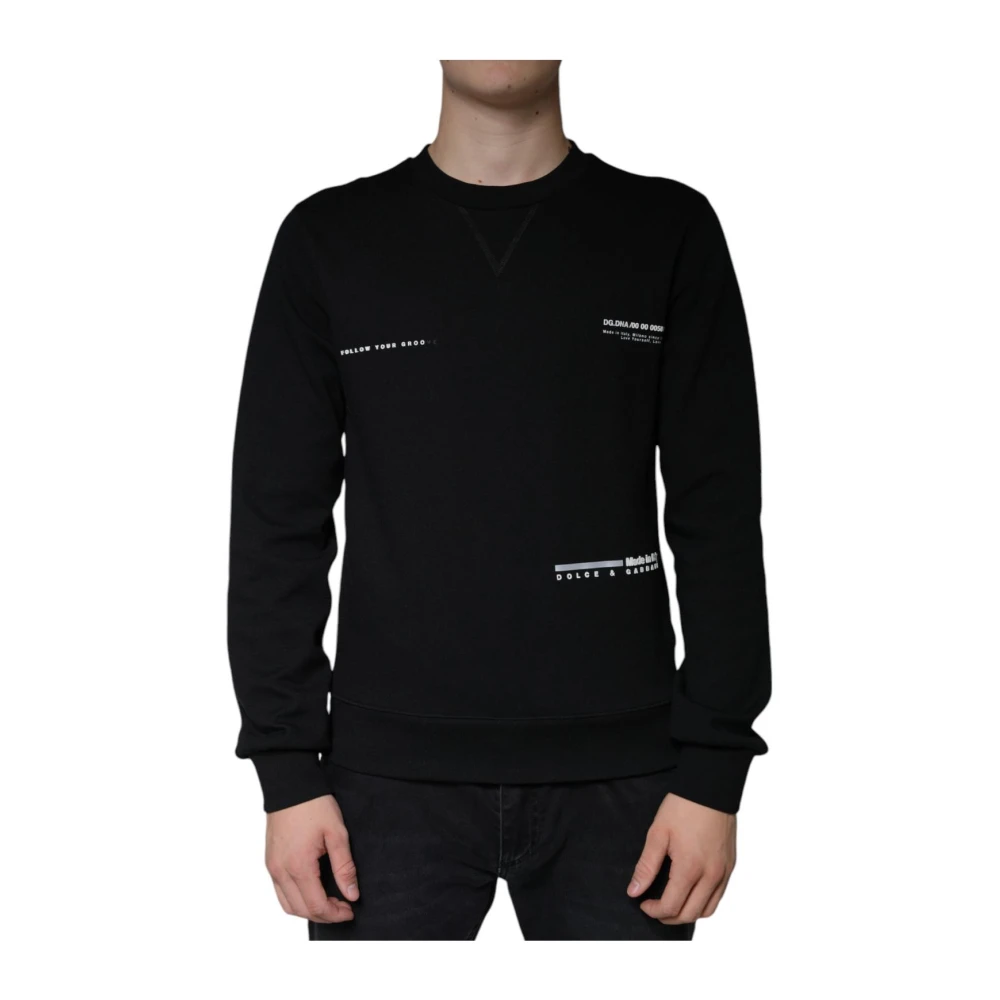 Dolce & Gabbana Black Logo Print CrewNeck Sweatshirt Sweater - IT46 | S - Image 2