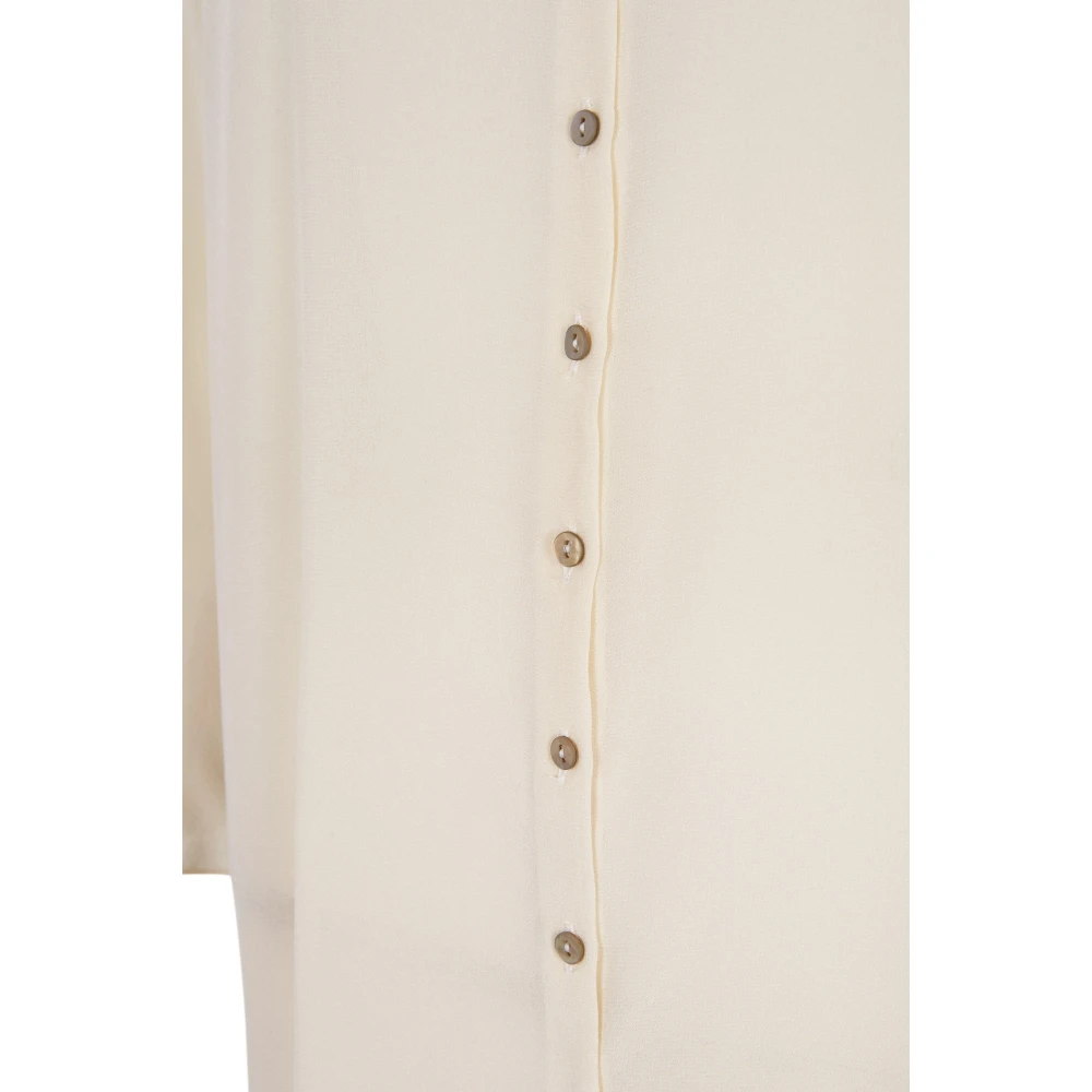 Cortana Zijden Ivoor Shirt Ronde Hals White Dames