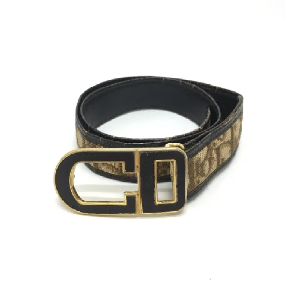 Dior Vintage Pre-owned Leather belts Beige Dames