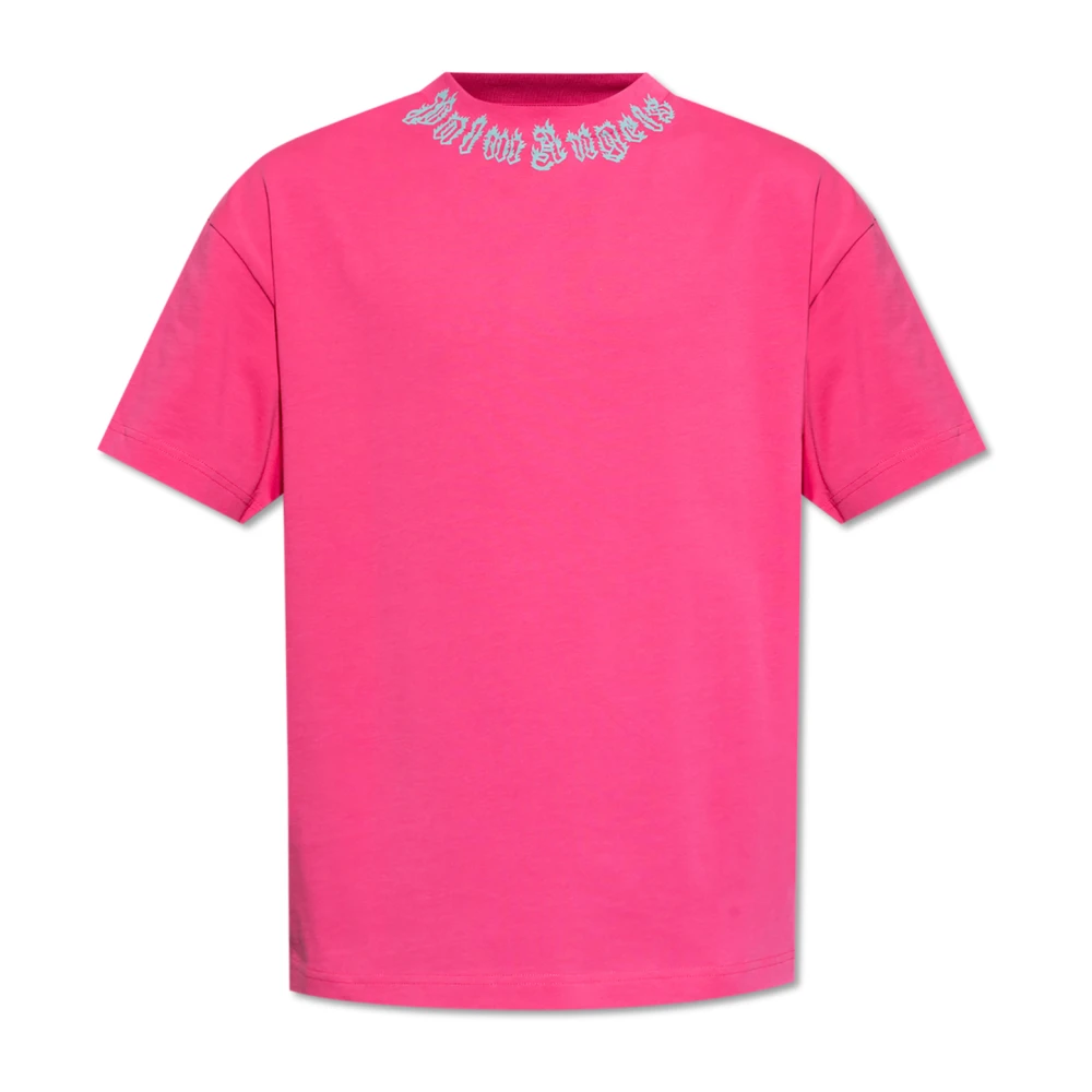 Palm Angels Flame Logo Fuchsia T-shirt Pink Heren