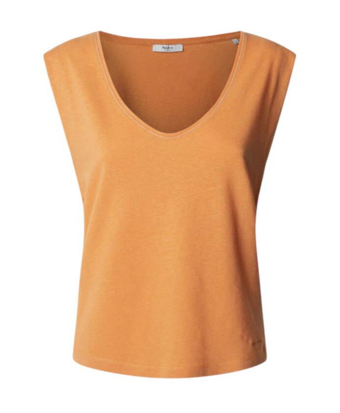 washed-orange-v-hals-t-shirt