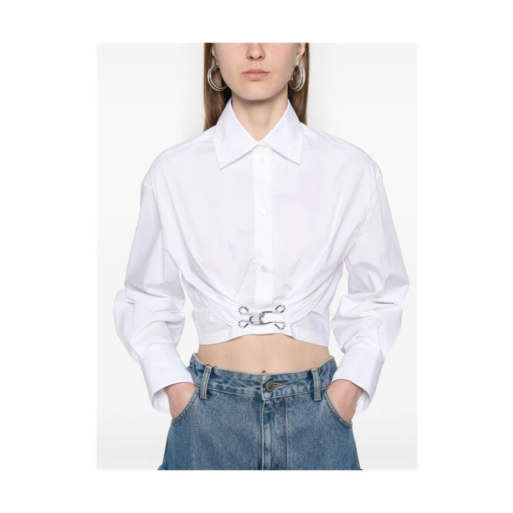 Moschino Witte Katoenen Overhemd met Gerimpelde Details White Dames