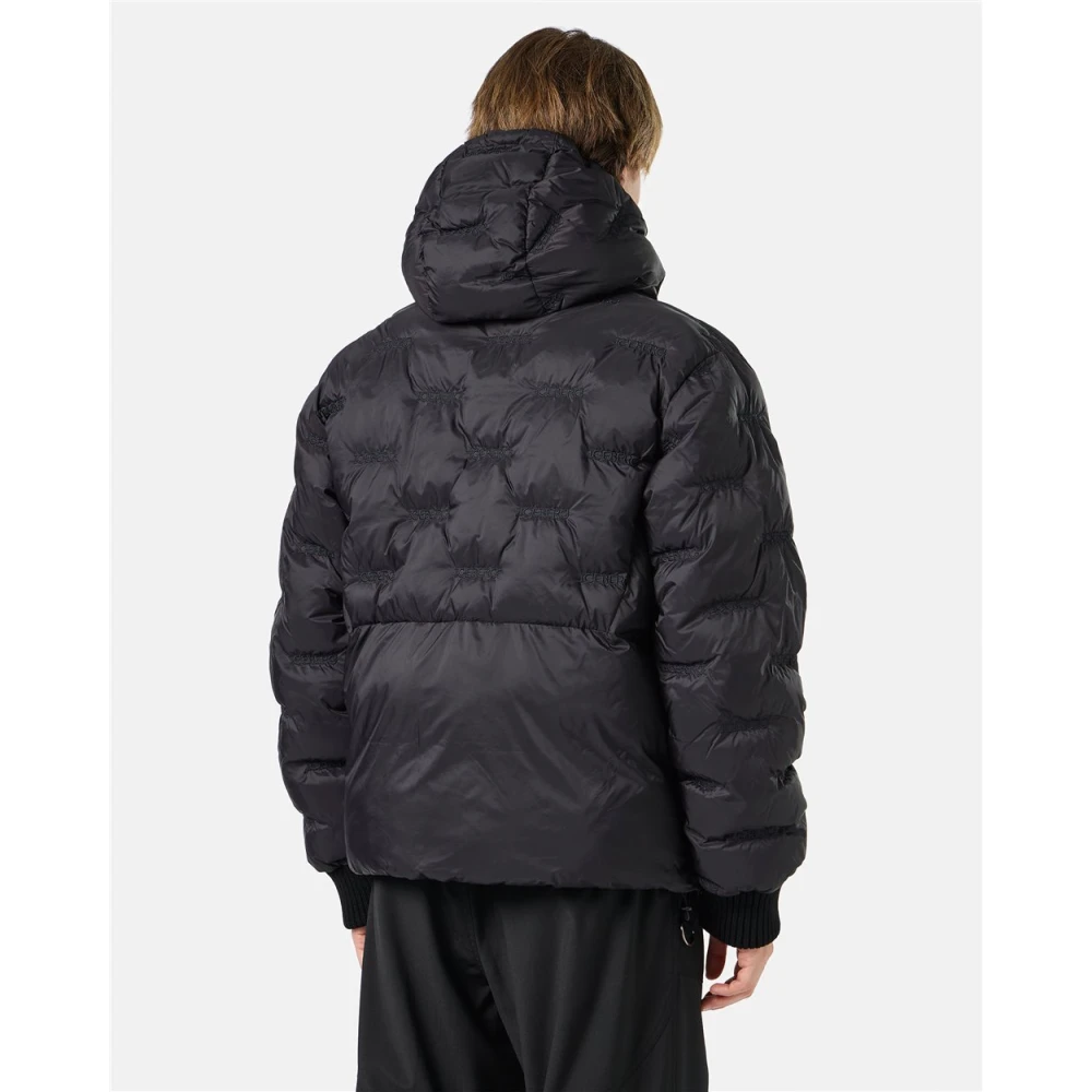 Iceberg Imitatie donsjack van nylon met allover borduursel en centrale rits Black Heren