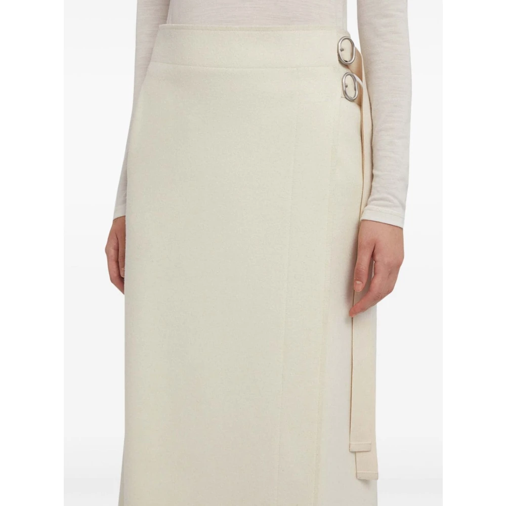 Jil Sander Beige Wollen Blend Wikkelrok Beige Dames