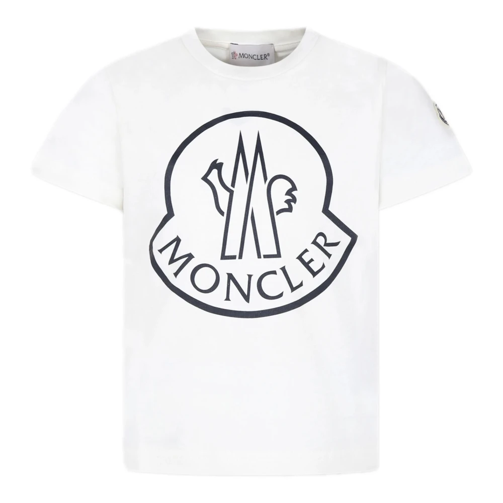 Moncler Barn Vit Logo Print T-shirt White, Pojke