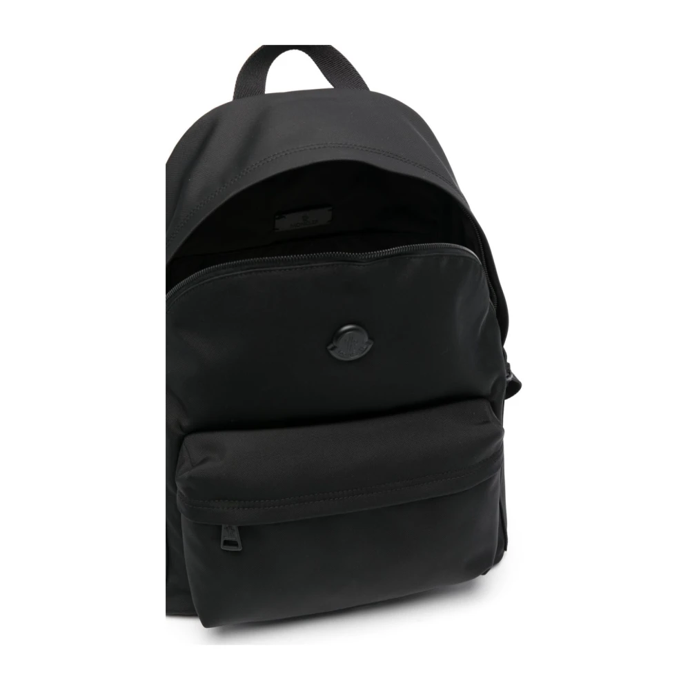 Moncler Zwarte Stijlvolle Rugzak met Verborgen Sluiting Black Heren