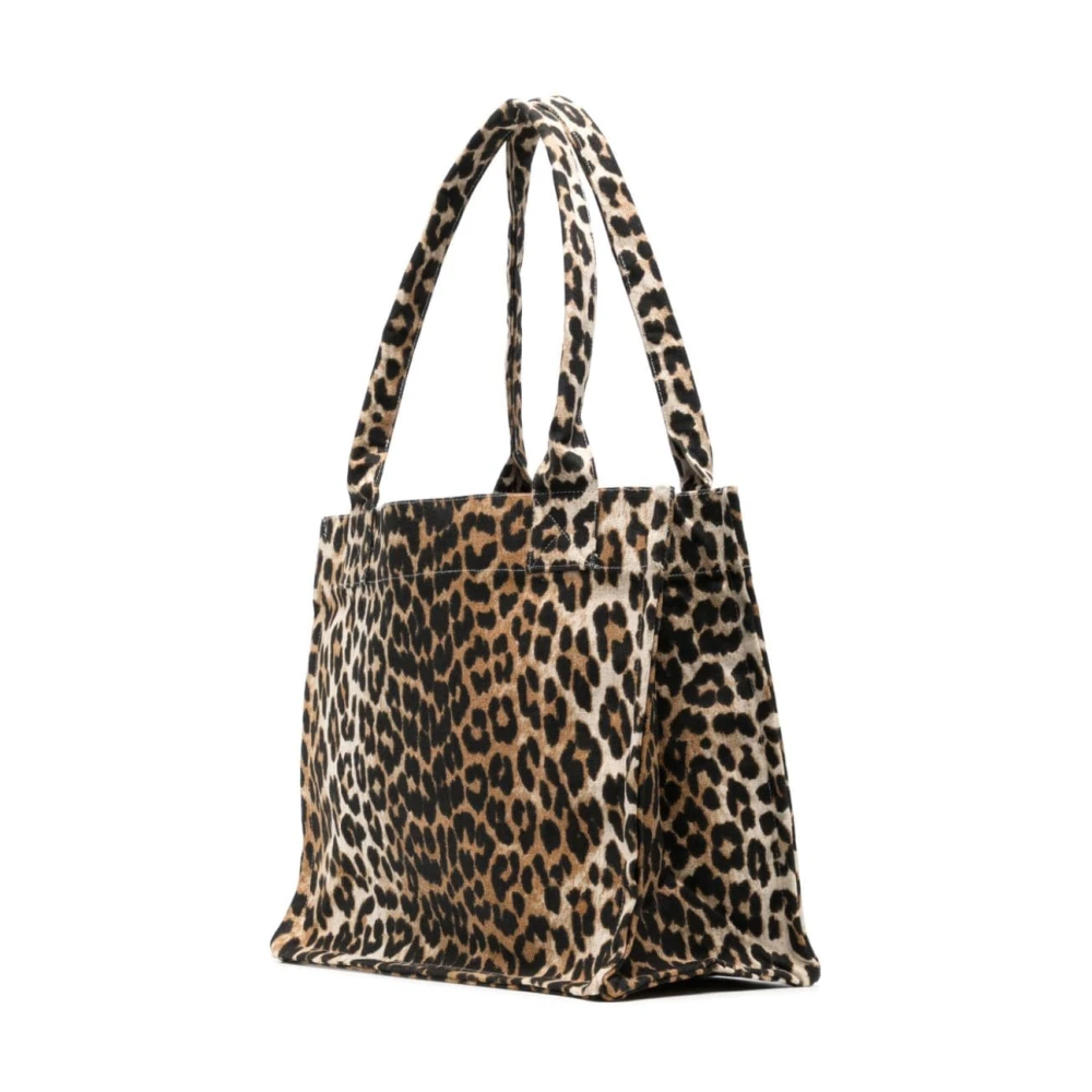 Ganni Luipaardprint Katoenen Tote Tas Multicolor Dames