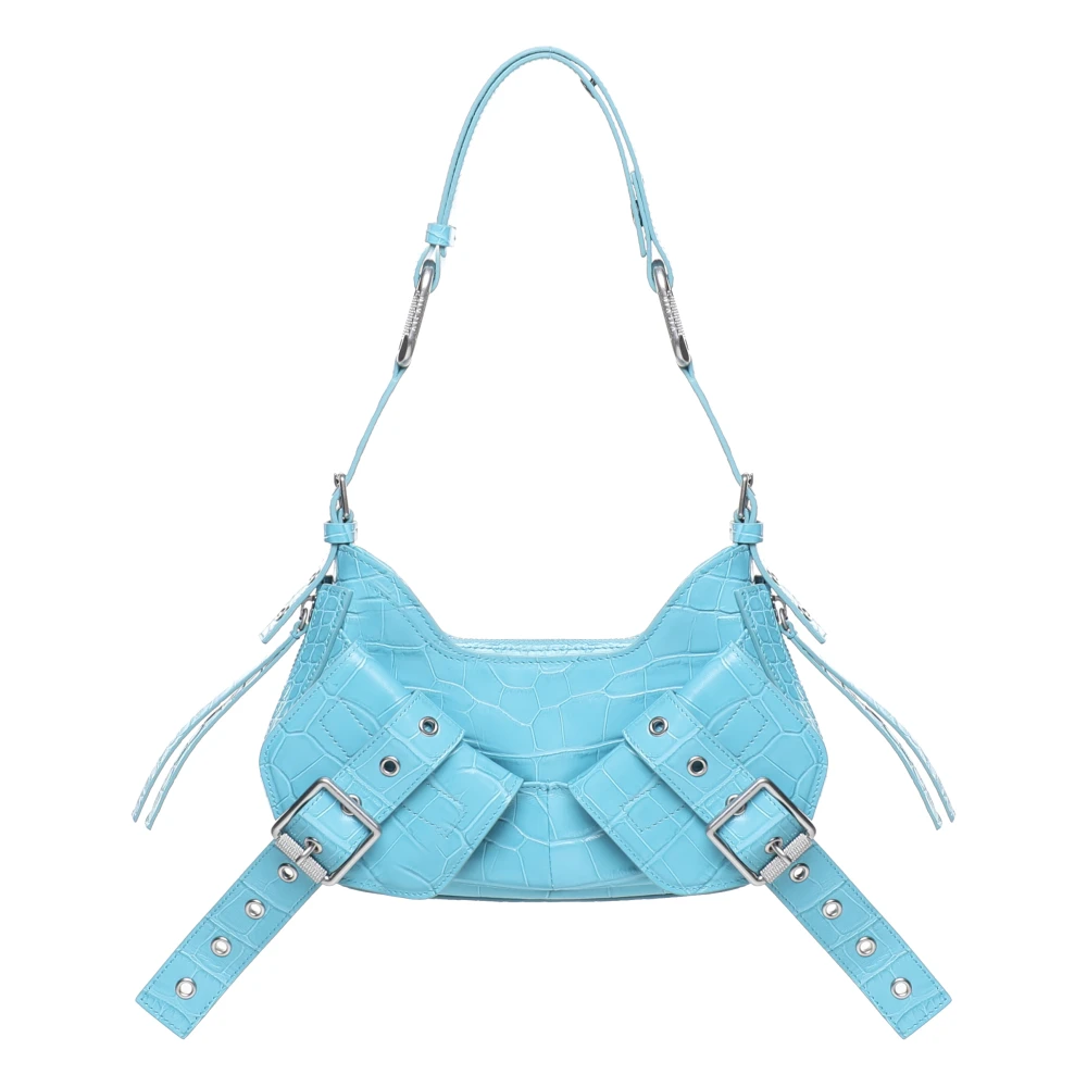 Biasia Turquoise Schoudertas met Stroopdetail Blue Dames