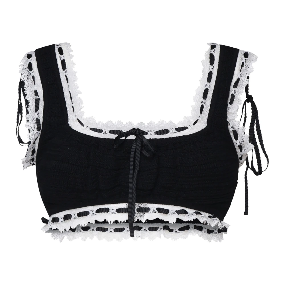 For Love & Lemons Gerimpelde Strap Crop Top Black Dames