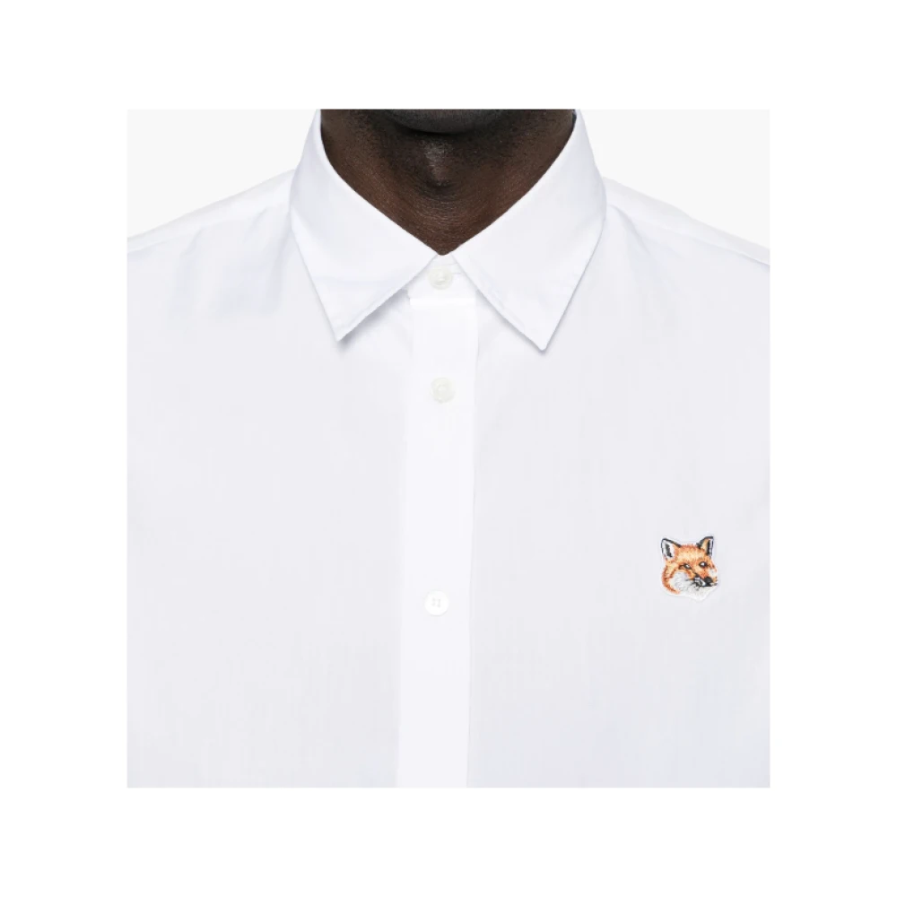 Maison Kitsuné Witte Vos Lange Mouwen Shirt White Heren
