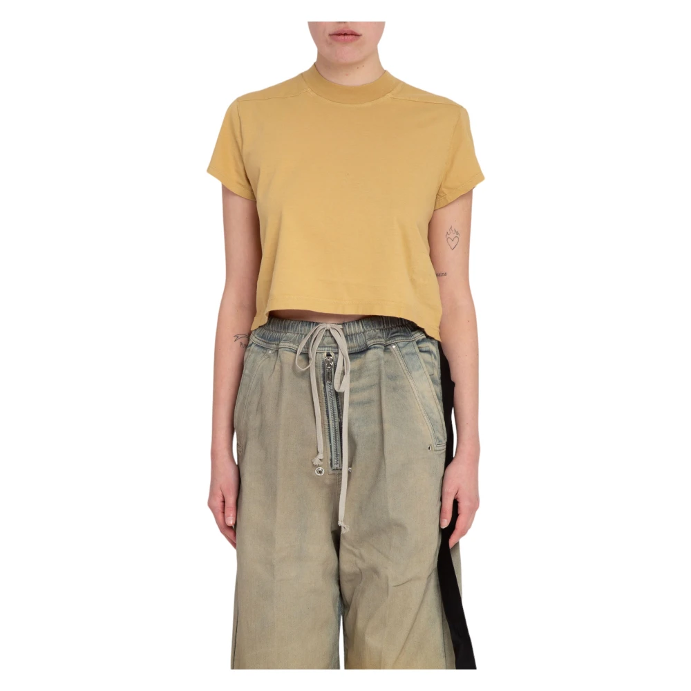 Rick Owens Cropped Tee in Small Level Stijl Yellow Dames