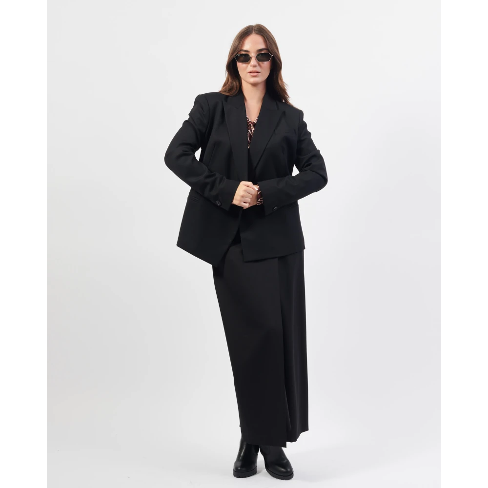 Hugo Boss Zwarte Asymmetrische Double-Breasted Damesjas Black Dames