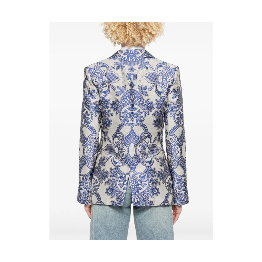 ETRO Beige Jas met knoopsluiting en schoudervullingen Multicolor Dames