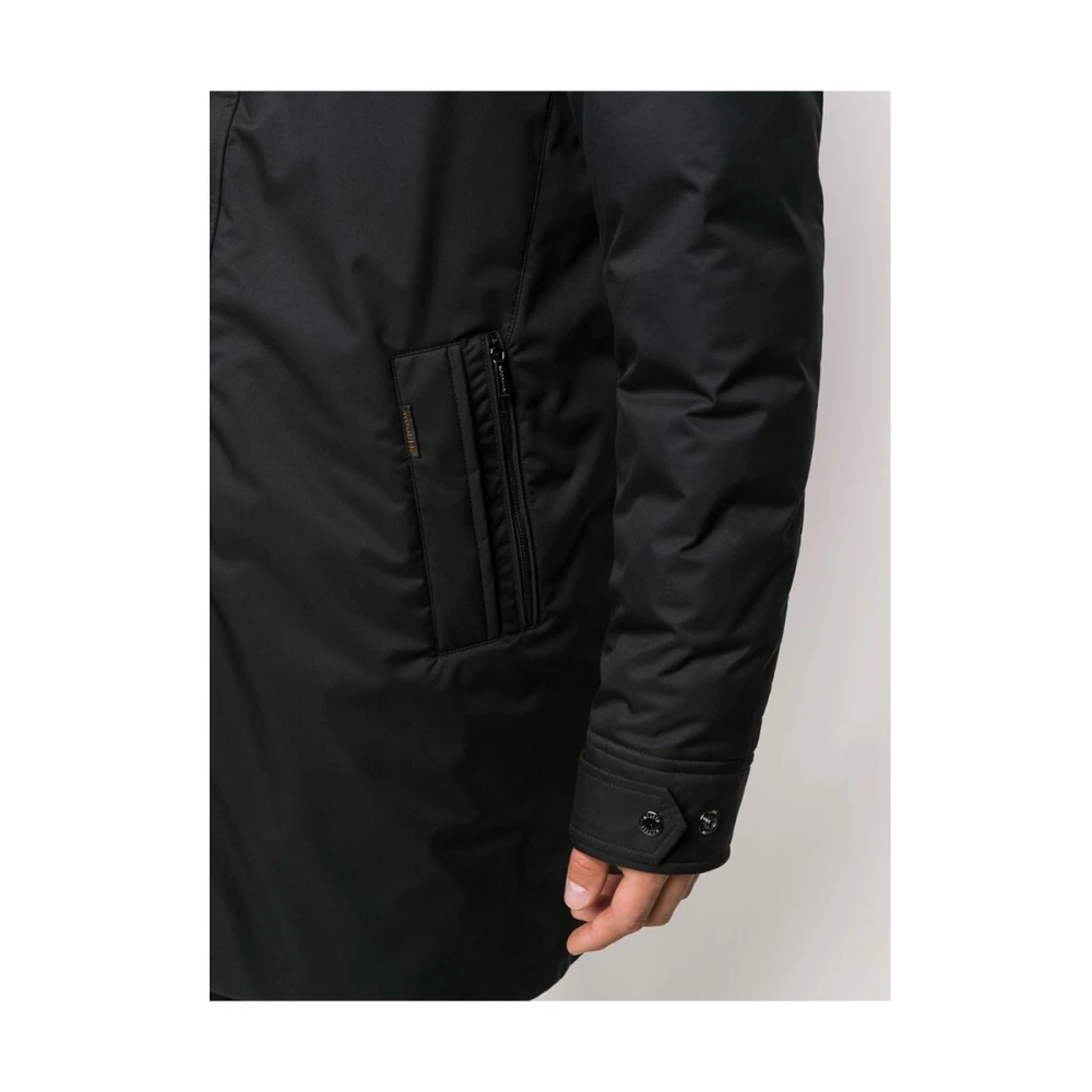 Moorer Zwarte Gewatteerde Donsjas Hooded Stijl Black Heren