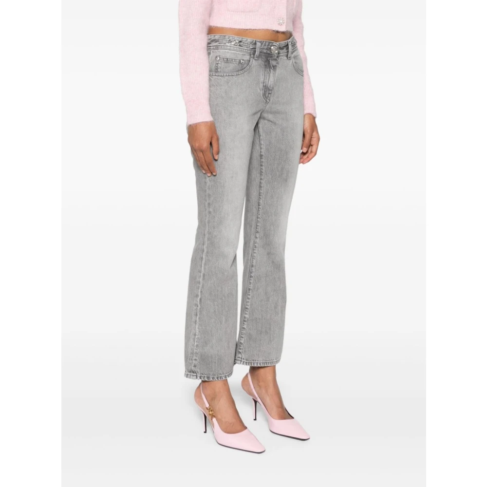 Versace Grijze Crop Flare Jeans Vrouwen Gray Dames