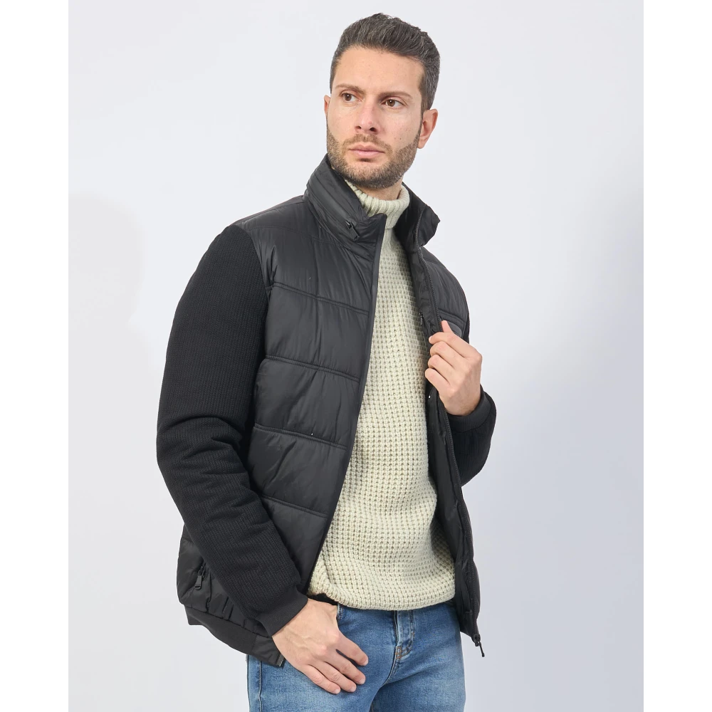 YES ZEE Zwarte Gewatteerde Gebreide Mouwjas Black Heren