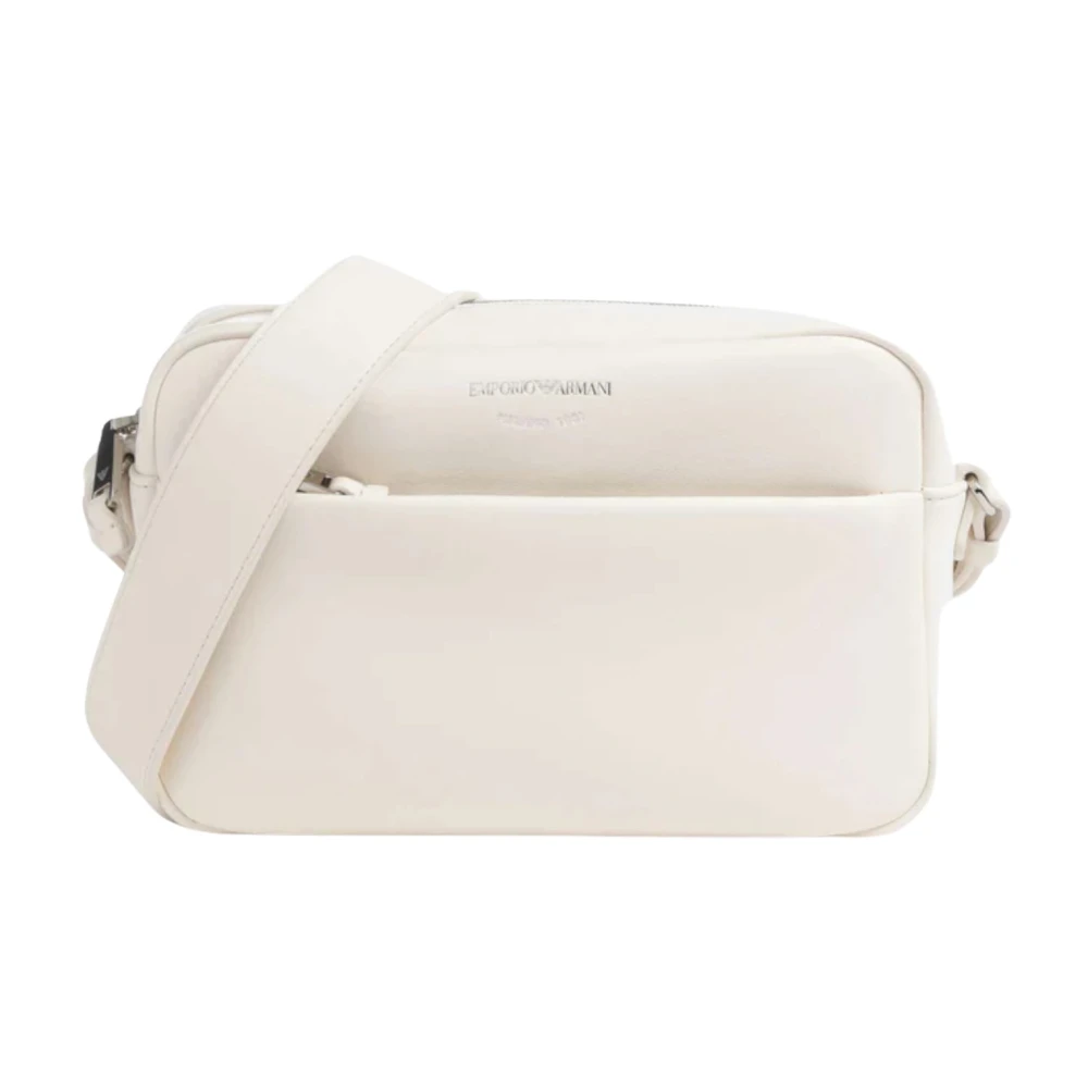 Emporio Armani Women's Beige Logo-Print Leather Shoulder Bag - Cross Body Bags - One Size - Bags