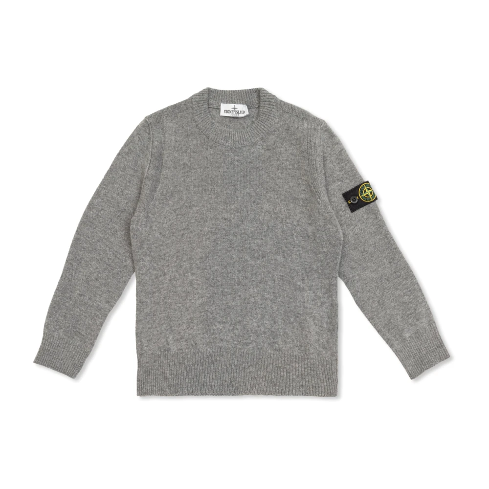 Stone Island Unisex Kids Gray Knitwear,, Jumper With Logo Size 6 Y