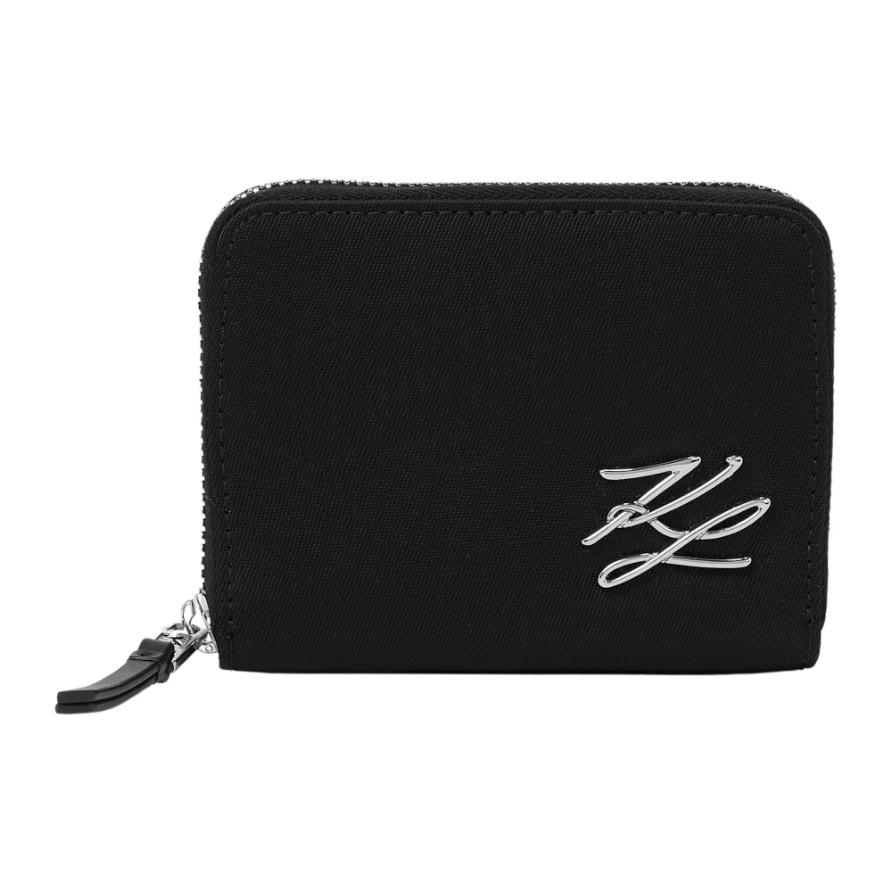 Karl Lagerfeld Wallet Small Autograph Soft Nylon Zip Svart Dam