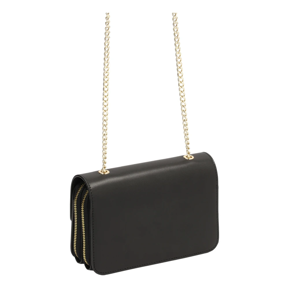 Kazar Zwarte leren ketting messenger tas Black Dames