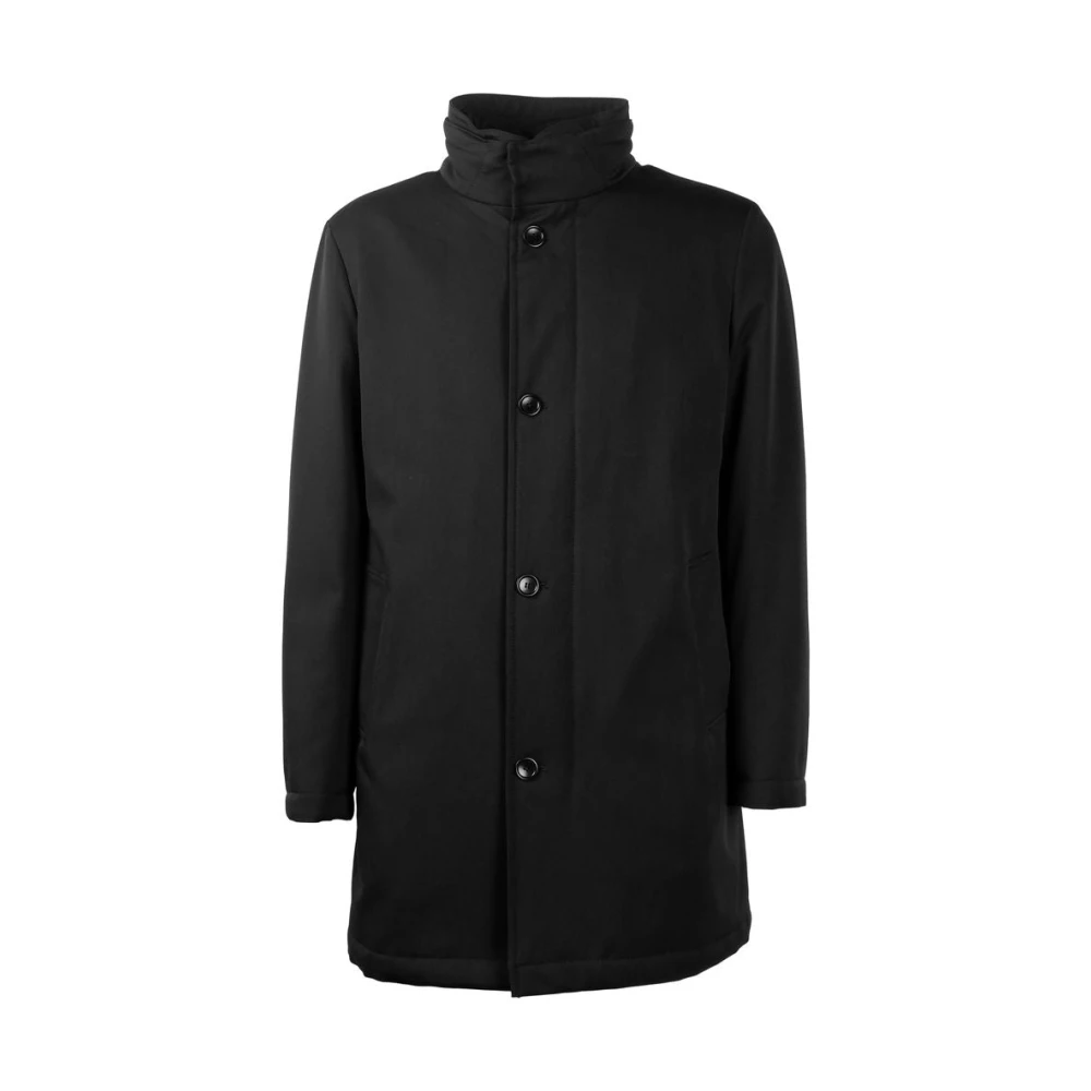 Made in Italia Elegante wollen jas met stormbescherming Black Heren