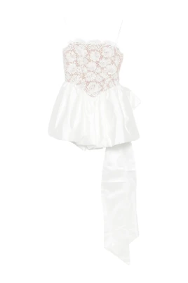 Sequin Lace Bow Mini Klänning