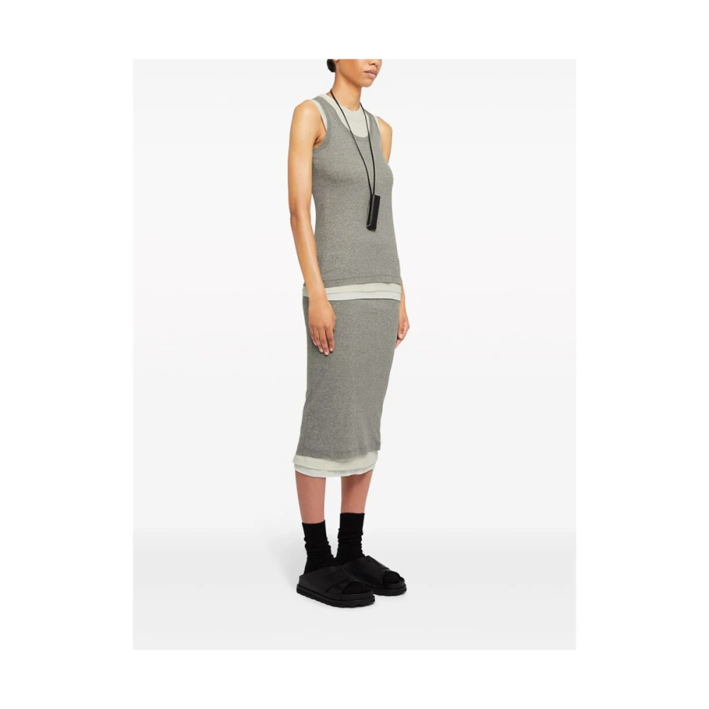 Jil Sander Grijze Jersey Gerimpelde Rok Gray Dames