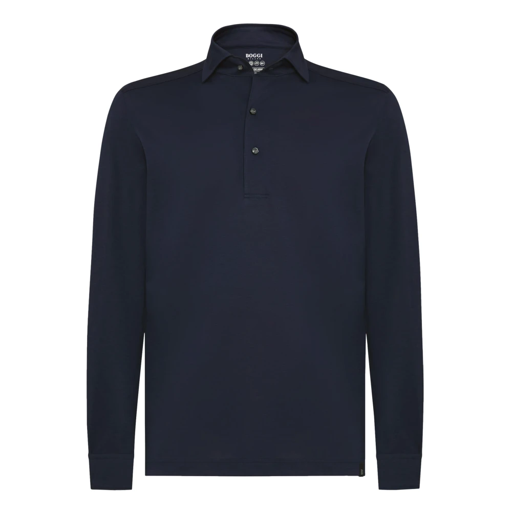 Boggi Milano Mannelijk Blauw Tops Heren, 3XL, Katoen, Japanese Jersey Polo Shirt