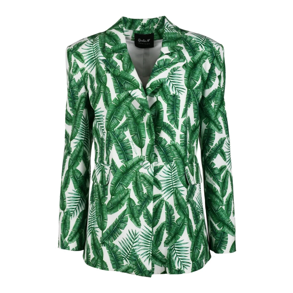 Giulia N Couture Elegant Jacka i Polyester Elastan Blandning Green, Dam