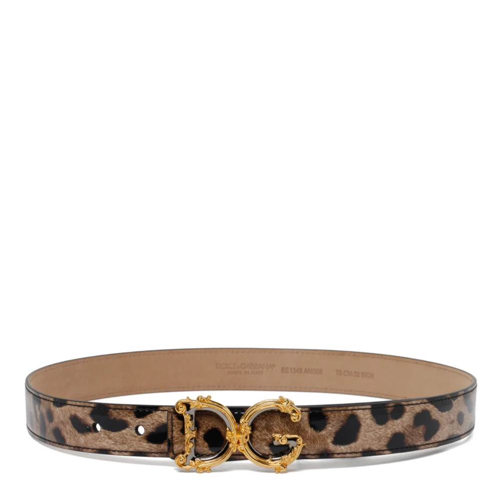 Dolce & Gabbana Women's Brown Leopard Print Dg Buckle Belt