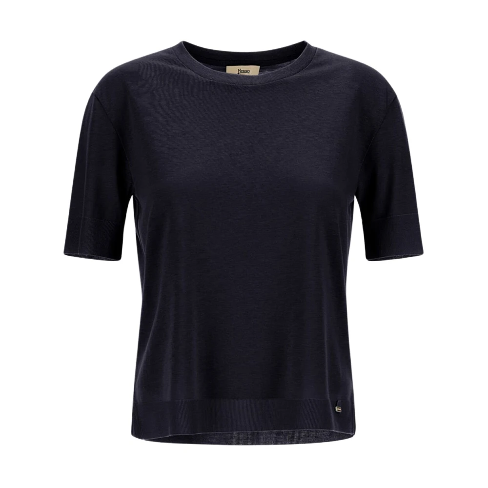 Herno Donna Blu - T-Shirt Effetto Maglia Glam - Tops - L