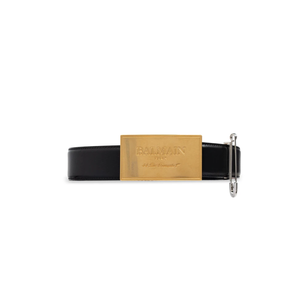 Balmain Leren riem met veiligheidsspeld Black