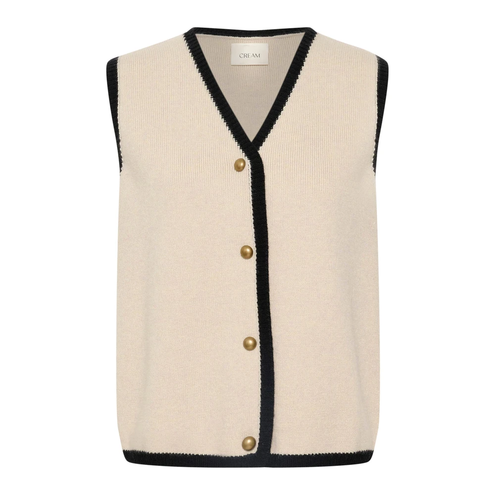 Cream Gebreid Vest Ancient Scroll Beige Dames