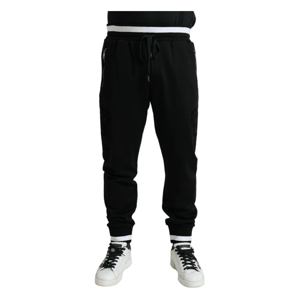 Dolce & Gabbana Elegante katoenen jogger in zwart en wit Black Heren