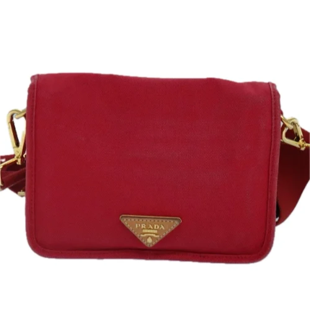 Prada Vintage Pre-owned Canvas prada-bags Red Dames