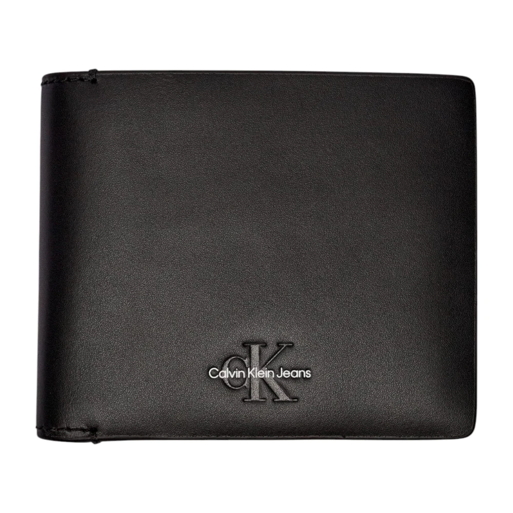 Calvin Klein Jeans Zwarte Leren Effen Herenportemonnee Black Heren