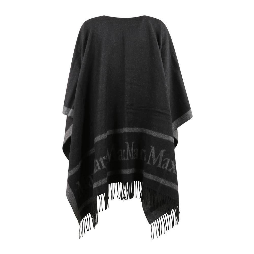 Max Mara Stijlvolle Vanilla Cape Wrap Poncho Black Dames