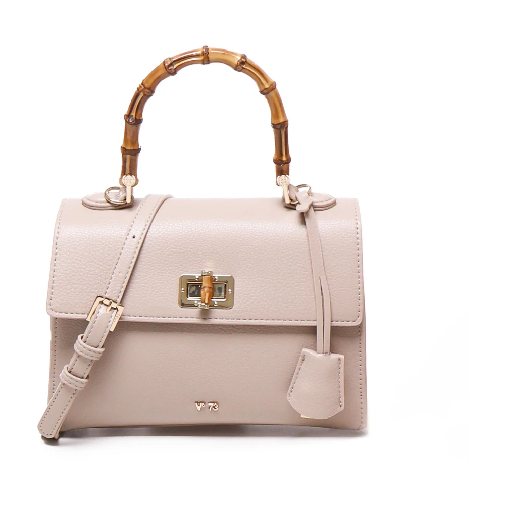 V73 Nude Handtas met Bamboe Handvat Beige Dames