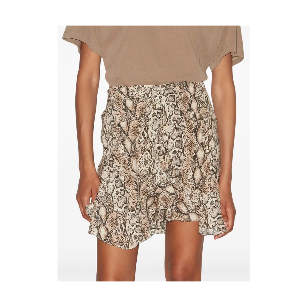 Isabel marant Dierenprint Zijden Rok Asymmetrische Zoom Beige Dames