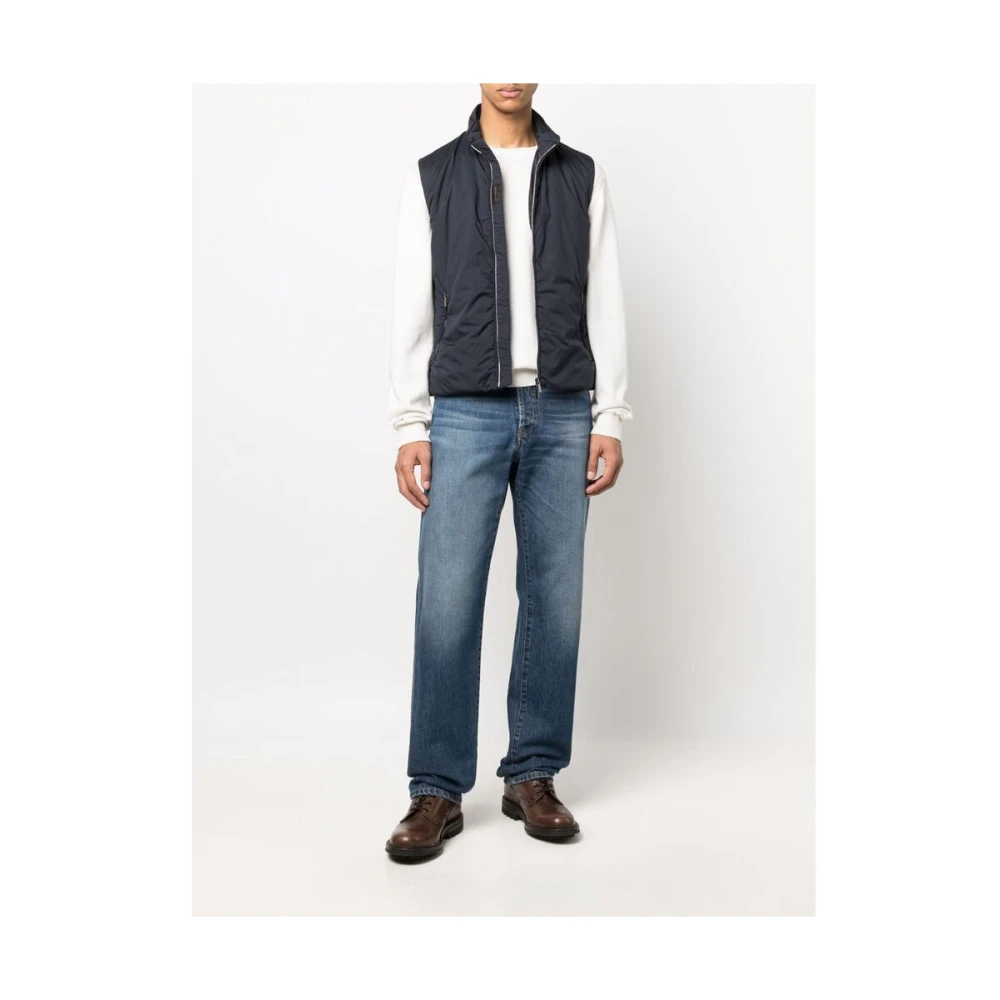 Moorer Navy Mouwloos Hoge Hals Buitenkleding Blue Heren