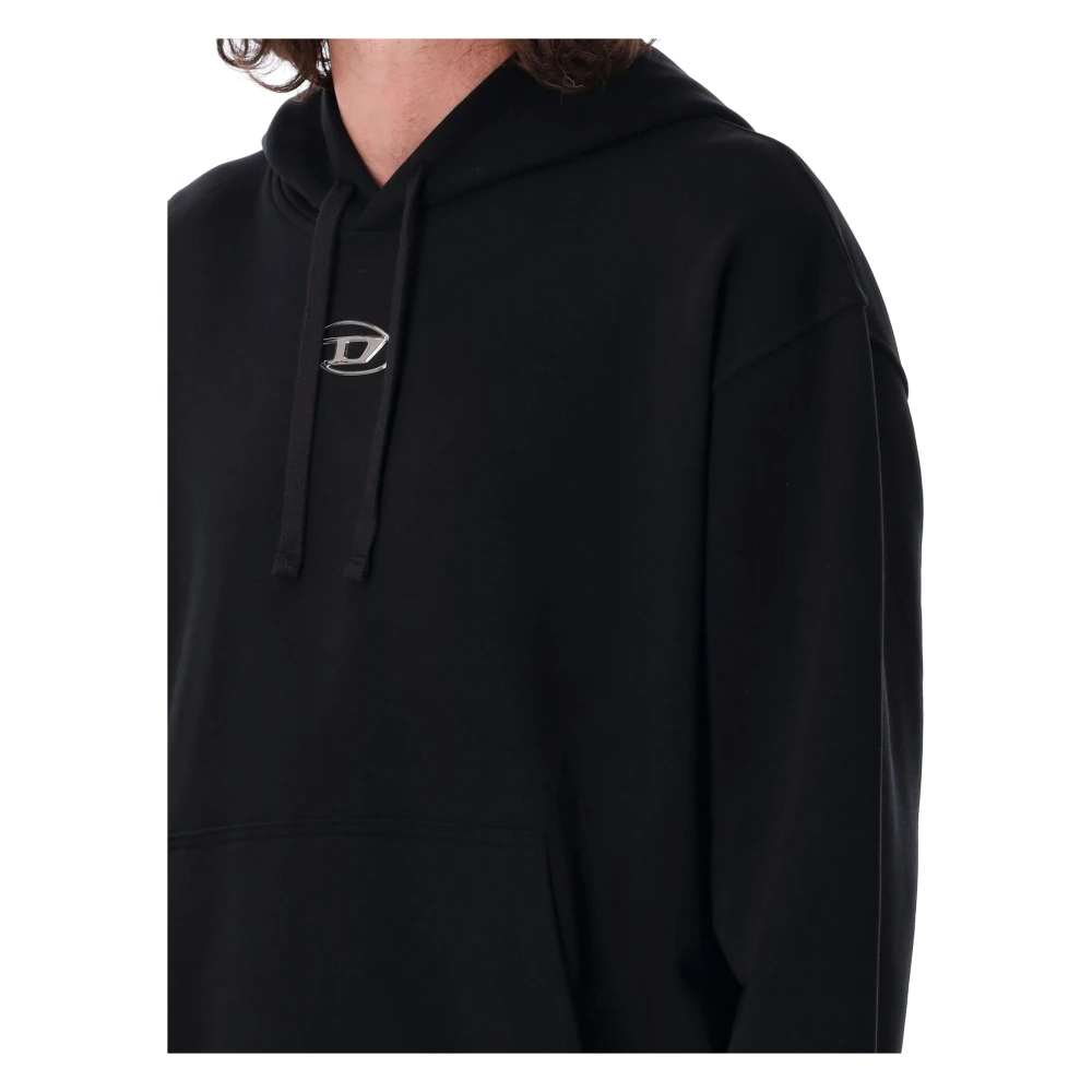 Diesel Zwarte Gebreide Kleding Ss25 Hoodie Black Heren