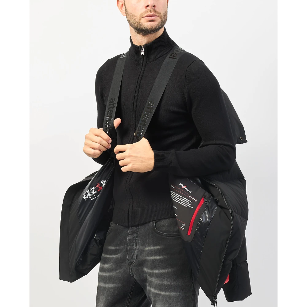 Afterlabel Zwarte Lange Donsjas met Capuchon Black Heren