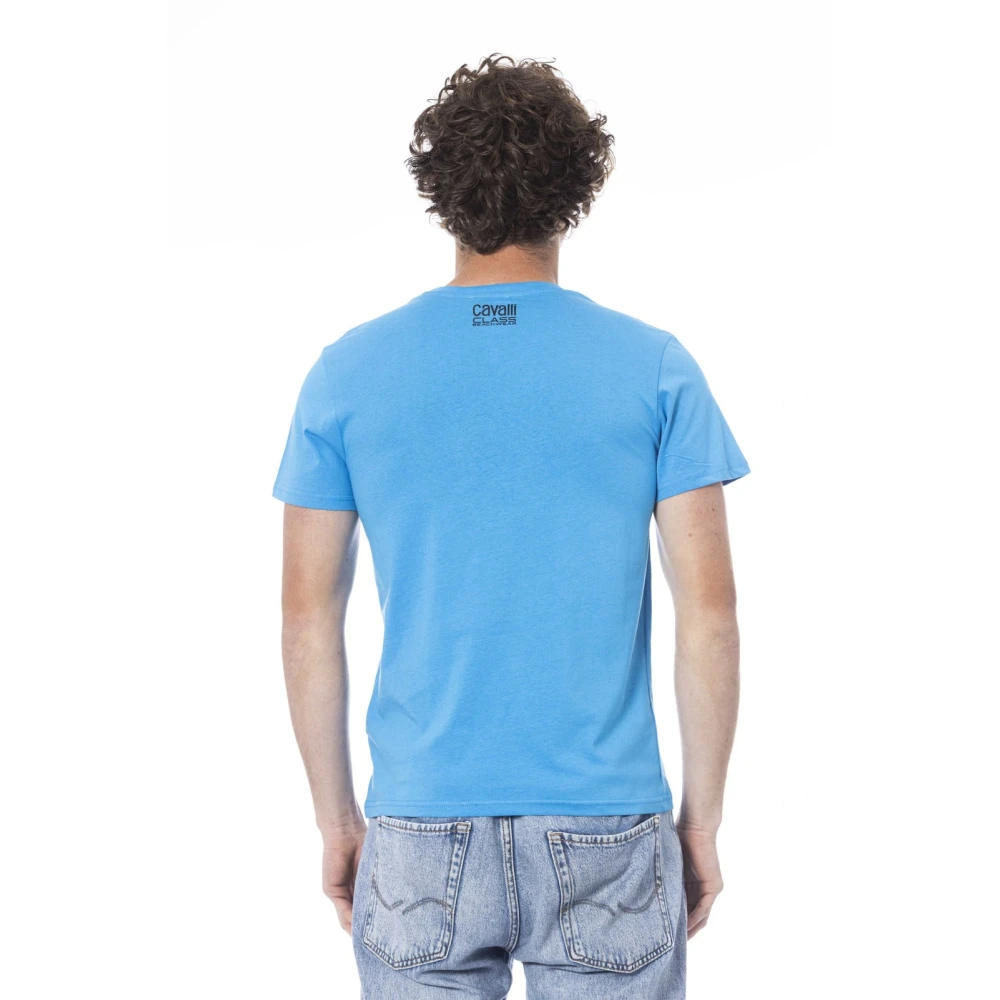 Cavalli Class Logo Print Korte Mouw T-shirt Blue Heren