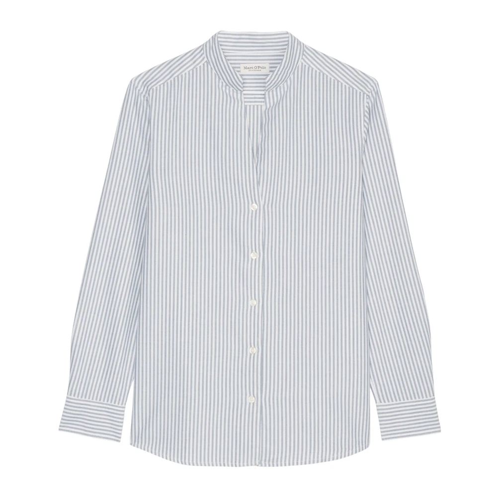 Marc O'Polo Gestreepte blouse met opstaande kraag Blue Dames