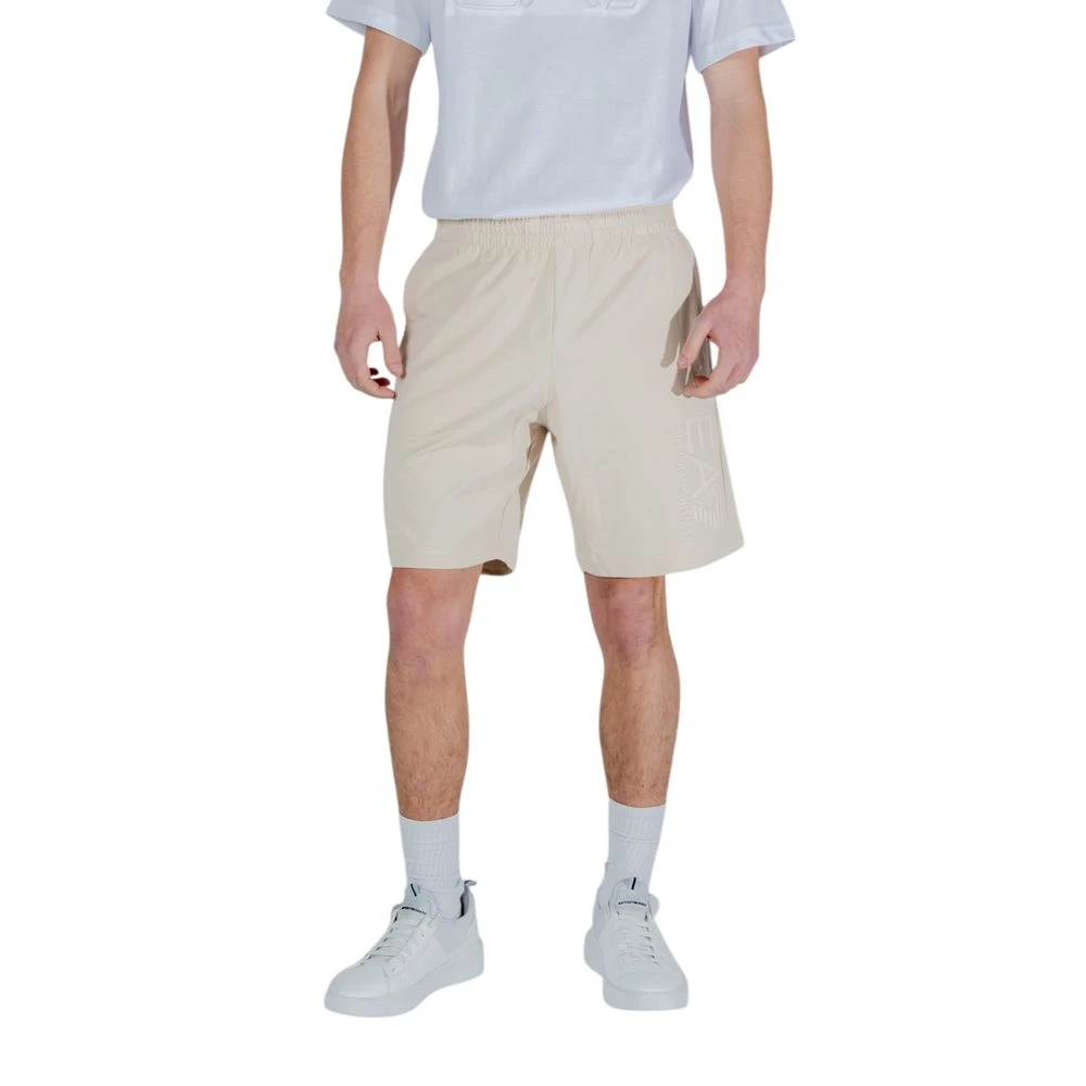 Emporio Armani Ea7 Uomo Beige Visibility Cotton Bermuda Shorts