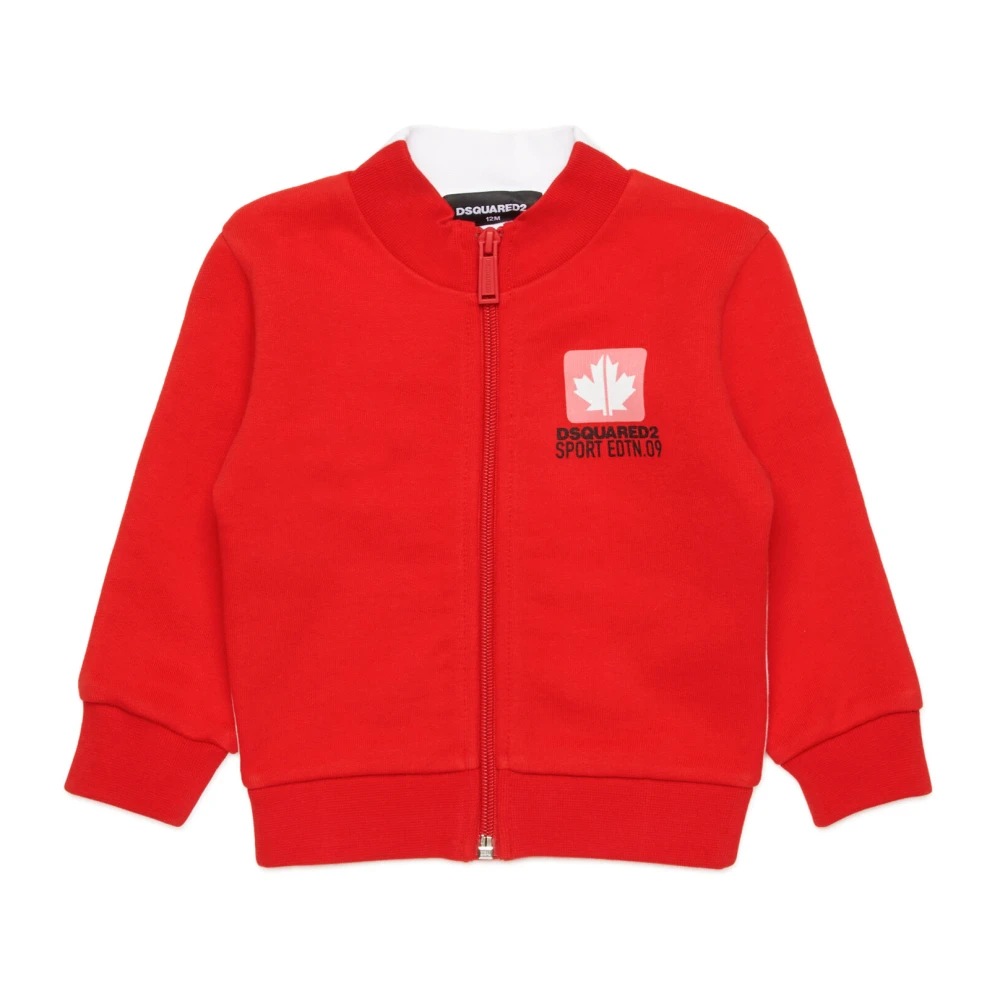 Dsquared2 Tvåfärgad sweatshirt med Leaf grafik Red, Unisex