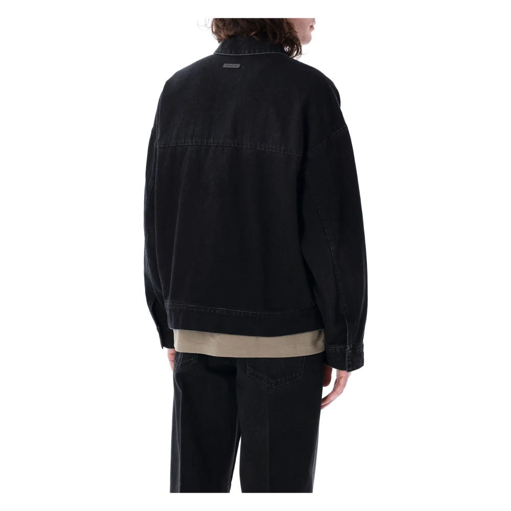 Fear Of God Zwarte Denim Trucker Jack Buitenkleding Black Heren